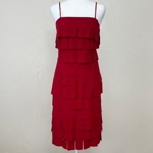 Retro Mod Cherry Red JS Collections Tiered Layered Spaghetti Strap Dress Size 6